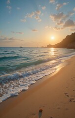 Golden Horizon Meets Crystal Waters A Serene Beach Panorama That Whispers Peace to Every Soul