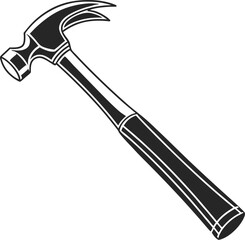 Black Silhouette Vector Illustration of a Hammer ? Hand Tool Icon for Construction and Carpentry