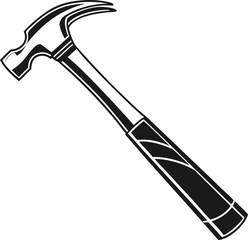 Black Silhouette Vector Illustration of a Hammer ? Hand Tool Icon for Construction and Carpentry