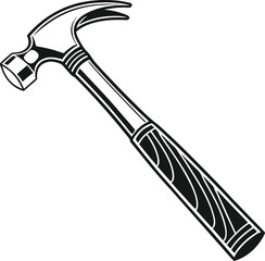 Black Silhouette Vector Illustration of a Hammer ? Hand Tool Icon for Construction and Carpentry