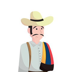 Colombian peasant with ruana. Vector