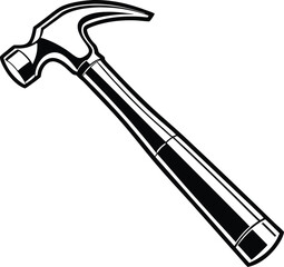 Black Silhouette Vector Illustration of a Hammer ? Hand Tool Icon for Construction and Carpentry