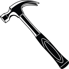 Black Silhouette Vector Illustration of a Hammer ? Hand Tool Icon for Construction and Carpentry