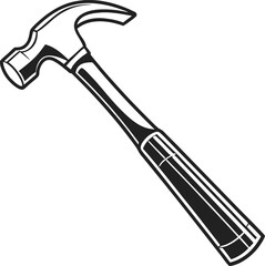 Black Silhouette Vector Illustration of a Hammer ? Hand Tool Icon for Construction and Carpentry
