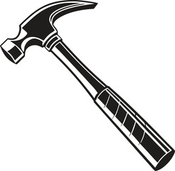 Black Silhouette Vector Illustration of a Hammer ? Hand Tool Icon for Construction and Carpentry