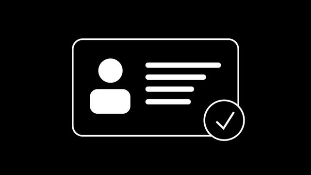 Personal information, Document, id card, drivers licence, Identification card symbol certificate, passport, data, badge. Business concept One line drawing animation, Motion design, Animated technology