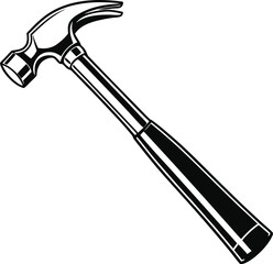 Black Silhouette Vector Illustration of a Hammer ? Hand Tool Icon for Construction and Carpentry