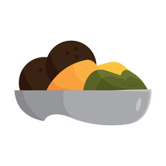 Fruit bowl with variety. Vector