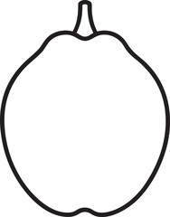 Simple Black and White Outline of a Guava Fruit – Minimalist Vector Illustration