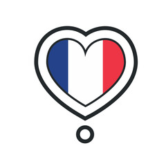 Fototapeta premium Heart shape with the flag of France. Vector