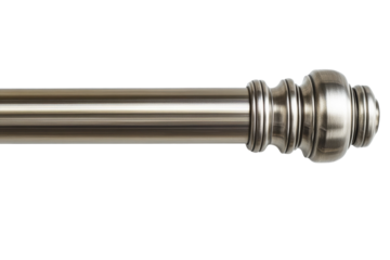 Elegant Antique Silver Curtain Rod Finial Detail Shot on Black Background with Brushed Metal on transparent background