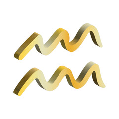 3d aquarius zodiac sign Esoteric symbol Astrology clipart Element for design