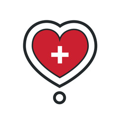 Obraz premium Heart shape with the flag of Switzerland. Vector