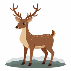 Fototapeta premium Minimal Reindeer in Snow – Vector on White