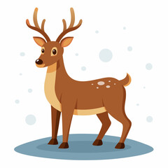 Minimal Reindeer in Snow – Vector on White
