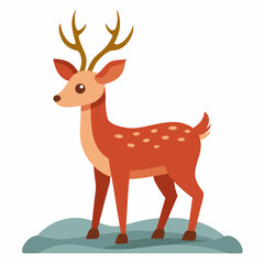 Minimal Reindeer in Snow – Vector on White