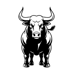 Illustration of powerful bull isolated on white background. Bull emblem. Design element for logo, label, sign. Vector illustration