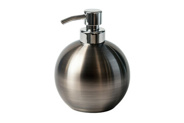 Obraz premium Elegant brushed metal soap dispenser modern bathroom accessory with a sleek chrome pump on transparent background