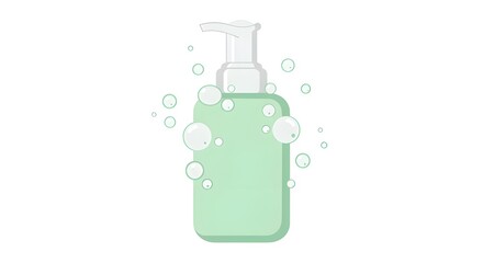 Obraz premium Facial cleanser bottle flat style with foam isolated on white