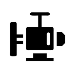 Irrigation Pump Glyph Icon , Solid Black Agricultural Water Pump, Industrial Equipment Symbol