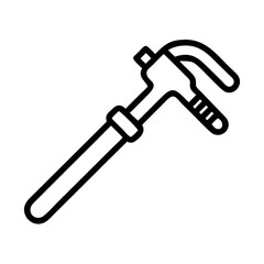 Monkey Wrench Tool Icon , Heavy-Duty Adjustable Plumbing Spanner, Line Art Vector
