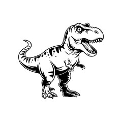 Illustration of Tyrannosaurus isolated on white background. Cartoon dinosaur. Design element for logo, label, design. Vector illustration