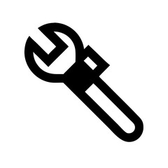 Monkey Wrench Tool Icon , Heavy-Duty Adjustable Plumbing Spanner, Line Art Vector