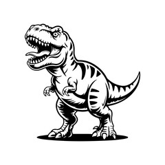 Illustration of Tyrannosaurus isolated on white background. Cartoon dinosaur. Design element for logo, label, design. Vector illustration