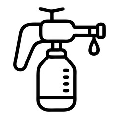 Motorized Sprayer Icon , Agricultural Spray Gun with Nozzle, Line Art Pest Control Equipment