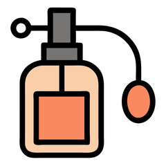 Colorful Perfume Atomizer Icon , Retro Fragrance Bottle with Spray Nozzle, Flat Style
