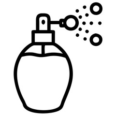 Perfume Atomizer Icon , Vintage Fragrance Spray Bottle, Line Art Cosmetic Dispenser
