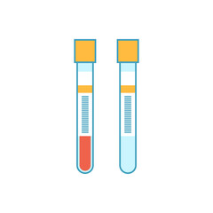Blood test tube, icons isolated on white background