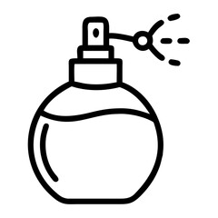 Perfume Atomizer Icon , Vintage Fragrance Spray Bottle, Line Art Cosmetic Dispenser