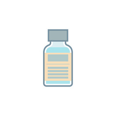 Glass medical bottle, icon isolated on white background