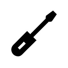 Screwdriver Silhouette Icon , Solid Black Hand Tool Symbol for Repair and DIY Work