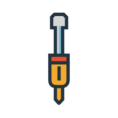 Colorful Screwdriver Icon , Flat Style Hand Tool, DIY Repair Equipment Vector