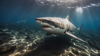 Fototapeta premium great white shark in the sea