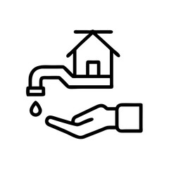 Obraz premium Water Conservation Icon , Minimalist Home Water Management Vector for Environmental Awareness