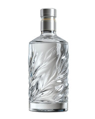 decorative container png cutout mockup dicut transparent Elegant crystal vodka bottle with a detailed leaf design for premium spirits.