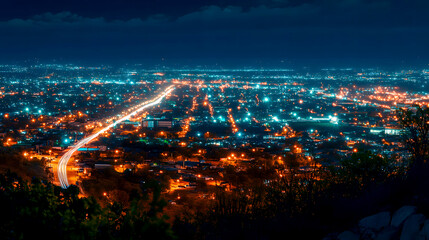 Naklejka premium Hilltop Cityscape Sunset