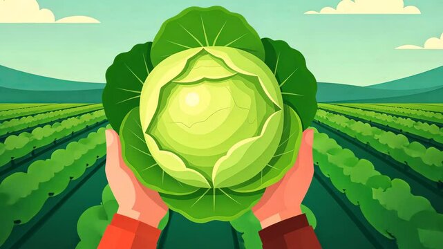 Big cabbage vegetable garden, farm, seedlings, plants, vegetables. AI Generative