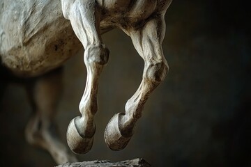 Fototapeta premium Close-up view of a sculpted horse's legs in mid-stride.