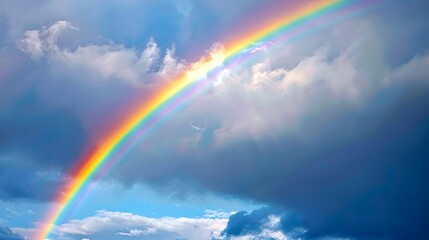 Rainbow After the Rain: A beautiful sky showcasing a vibrant rainbow arching over a landscape after a rain shower.
