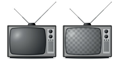 Set of old vintage TV realistic vector illustration.