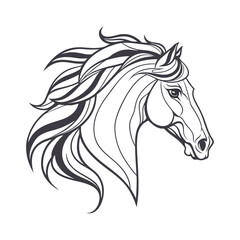 Horse Head Silhouette Vector Art and Icons on White Background. Vector Illustration