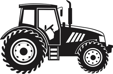 Black Silhouette Vector Illustration of a Tractor ? Agricultural Vehicle Icon for Farming and Rural Industry
