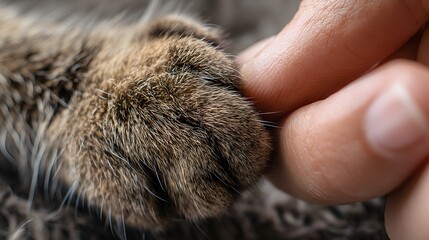 Pet Love: Human Hand Holding Kitten Paw