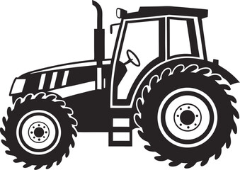 Black Silhouette Vector Illustration of a Tractor ? Agricultural Vehicle Icon for Farming and Rural Industry