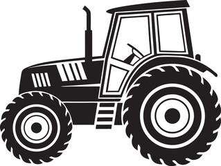 Black Silhouette Vector Illustration of a Tractor ? Agricultural Vehicle Icon for Farming and Rural Industry