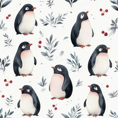 Obraz premium Cute Penguin Pattern Illustration